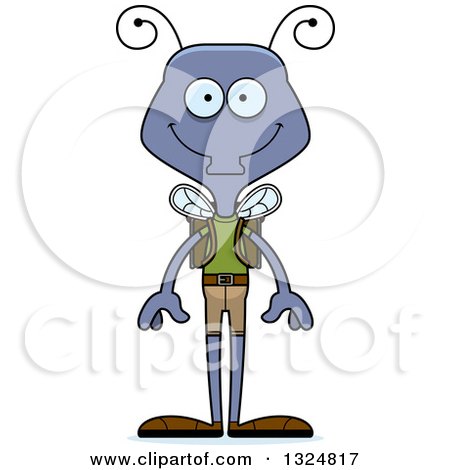 Clipart of a Cartoon Happy Housefly Hiker - Royalty Free Vector Illustration by Cory Thoman