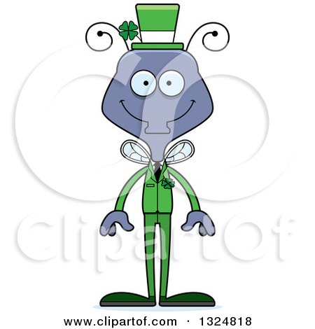 Clipart of a Cartoon Happy Irish St Patricks Day Housefly - Royalty Free Vector Illustration by Cory Thoman