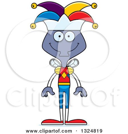 Clipart of a Cartoon Happy Housefly Jester - Royalty Free Vector Illustration by Cory Thoman