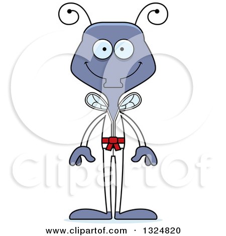 Clipart of a Cartoon Happy Karate Housefly - Royalty Free Vector Illustration by Cory Thoman