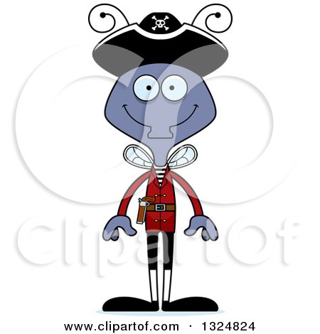 Clipart of a Cartoon Happy Housefly Pirate - Royalty Free Vector Illustration by Cory Thoman