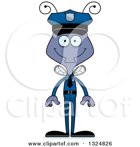 Clipart of a Cartoon Happy Housefly Police Officer - Royalty Free Vector Illustration by Cory Thoman
