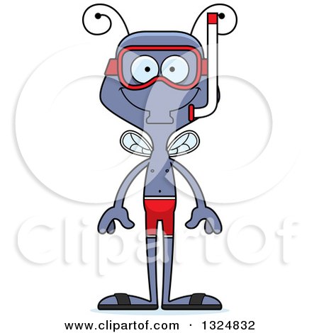 Clipart of a Cartoon Happy Housefly in Snorkel Gear - Royalty Free Vector Illustration by Cory Thoman