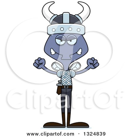 Clipart of a Cartoon Mad Housefly Viking - Royalty Free Vector Illustration by Cory Thoman