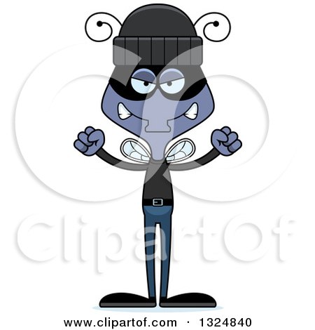 Clipart of a Cartoon Mad Housefly Robber - Royalty Free Vector Illustration by Cory Thoman