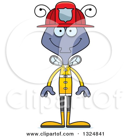 Clipart of a Cartoon Happy Housefly Firefighter - Royalty Free Vector Illustration by Cory Thoman