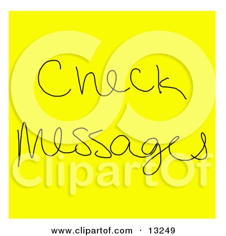 Yellow Sticky Note With a Check Messages Reminder Written on it Clipart Illustration by Jamers