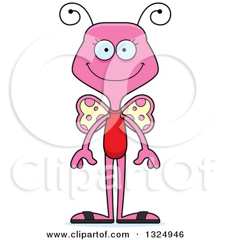Clipart of a Cartoon Happy Pink Butterfly Swimmer - Royalty Free Vector Illustration by Cory Thoman