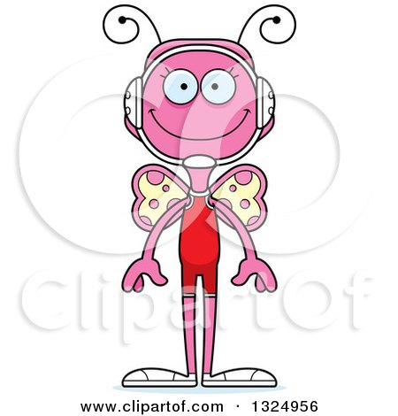 Clipart of a Cartoon Happy Pink Butterfly Wrestler - Royalty Free Vector Illustration by Cory Thoman