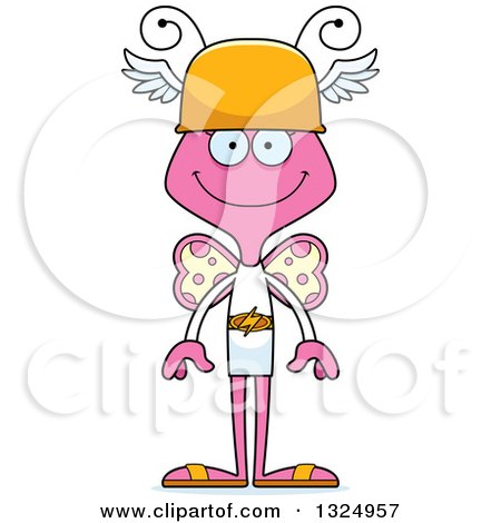 Clipart of a Cartoon Happy Pink Butterfly Hermes - Royalty Free Vector Illustration by Cory Thoman