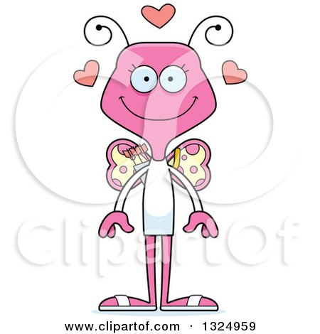 Clipart of a Cartoon Happy Pink Butterfly Valentines Day Cupid - Royalty Free Vector Illustration by Cory Thoman