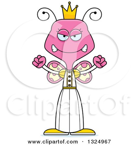 Clipart of a Cartoon Mad Pink Butterfly Princess - Royalty Free Vector Illustration by Cory Thoman