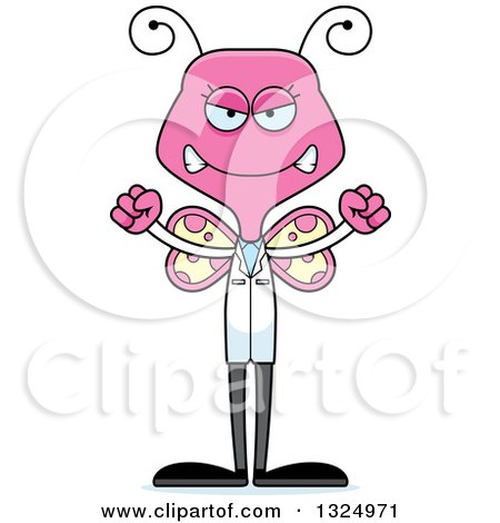 Clipart of a Cartoon Mad Pink Butterfly Scientist - Royalty Free Vector Illustration by Cory Thoman