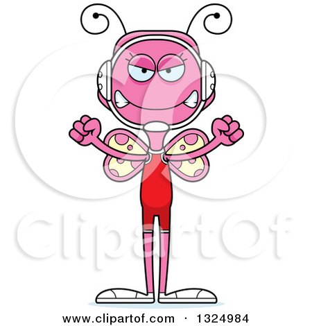 Clipart of a Cartoon Mad Pink Butterfly Wrestler - Royalty Free Vector Illustration by Cory Thoman