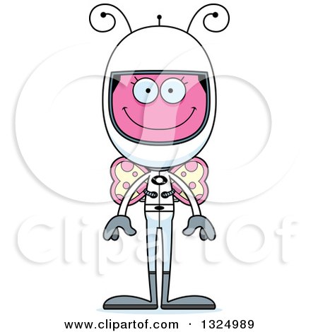 Clipart of a Cartoon Happy Pink Butterfly Astronaut - Royalty Free Vector Illustration by Cory Thoman