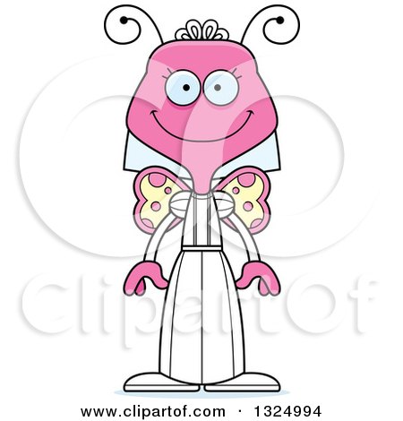 Clipart of a Cartoon Happy Pink Butterfly - Royalty Free Vector Illustration by Cory Thoman