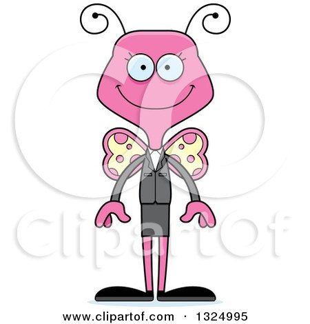 Clipart of a Cartoon Happy Pink Business Butterfly - Royalty Free Vector Illustration by Cory Thoman