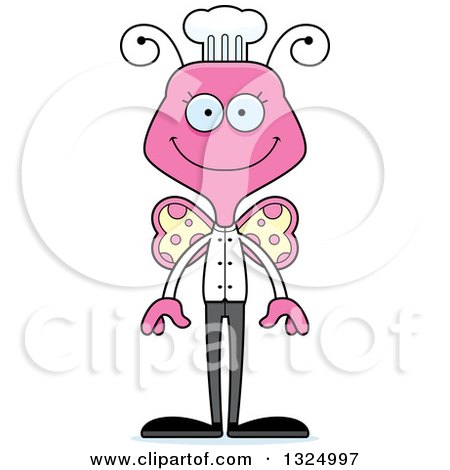 Clipart of a Cartoon Happy Pink Butterfly Chef - Royalty Free Vector Illustration by Cory Thoman