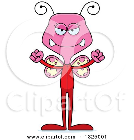 Clipart of a Cartoon Mad Pink Butterfly in Pjs - Royalty Free Vector Illustration by Cory Thoman