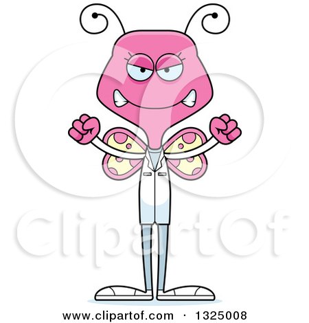 Clipart of a Cartoon Mad Pink Butterfly Doctor - Royalty Free Vector Illustration by Cory Thoman
