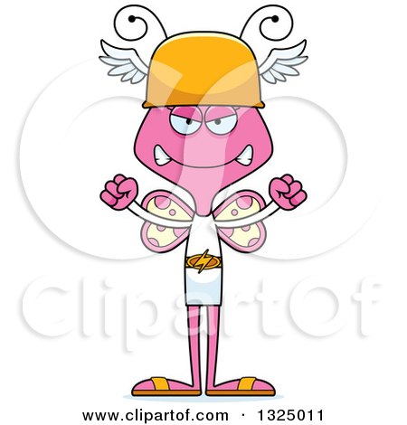 Clipart of a Cartoon Mad Pink Butterfly Hermes - Royalty Free Vector Illustration by Cory Thoman