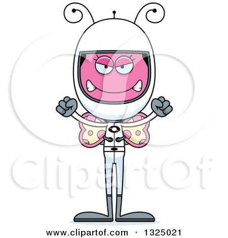 Clipart of a Cartoon Mad Pink Butterfly Astronaut - Royalty Free Vector Illustration by Cory Thoman