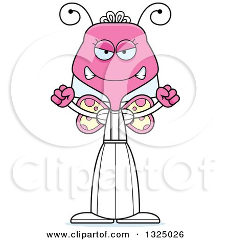 Clipart of a Cartoon Mad Pink Butterfly - Royalty Free Vector Illustration by Cory Thoman