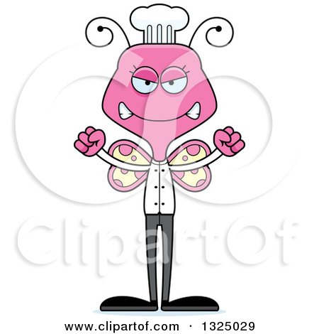 Clipart of a Cartoon Mad Pink Butterfly Chef - Royalty Free Vector Illustration by Cory Thoman
