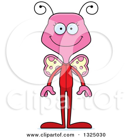 Clipart of a Cartoon Happy Pink Butterfly in Pjs - Royalty Free Vector Illustration by Cory Thoman