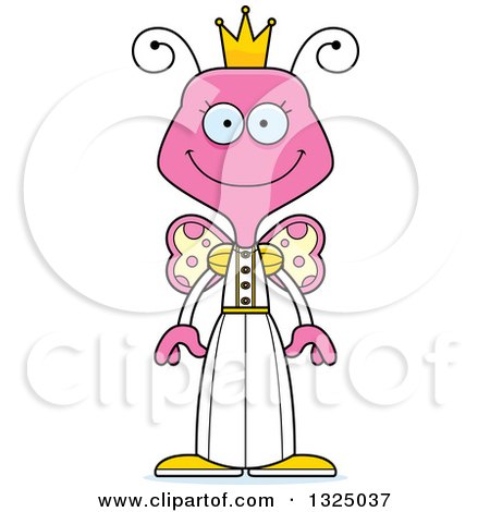 Clipart of a Cartoon Happy Pink Butterfly Princess - Royalty Free Vector Illustration by Cory Thoman
