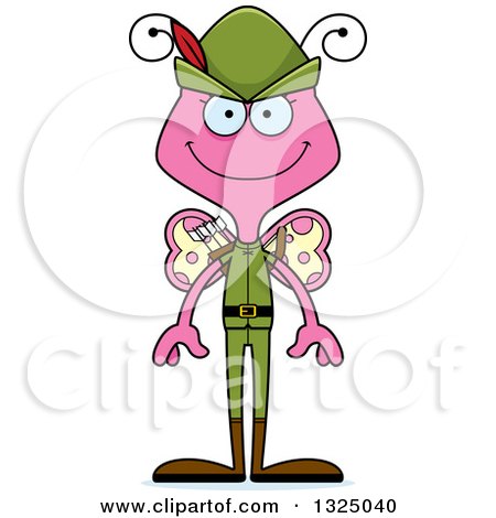 Clipart of a Cartoon Happy Pink Butterfly Robin Hood - Royalty Free Vector Illustration by Cory Thoman