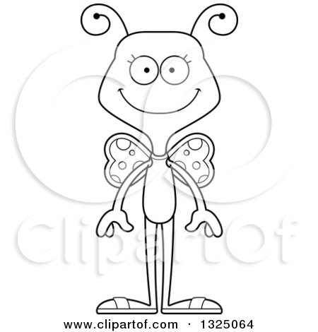 Lineart Clipart of a Cartoon Black and White Happy Butterfly Swimmer - Royalty Free Outline Vector Illustration by Cory Thoman