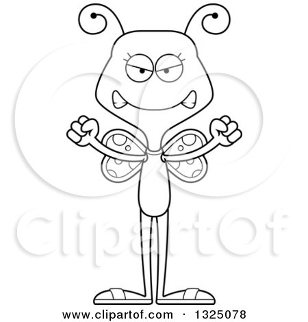 Lineart Clipart of a Cartoon Black and White Mad Butterfly Swimmer - Royalty Free Outline Vector Illustration by Cory Thoman