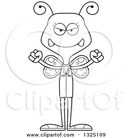 Lineart Clipart of a Cartoon Black and White Mad Butterfly Doctor - Royalty Free Outline Vector Illustration by Cory Thoman