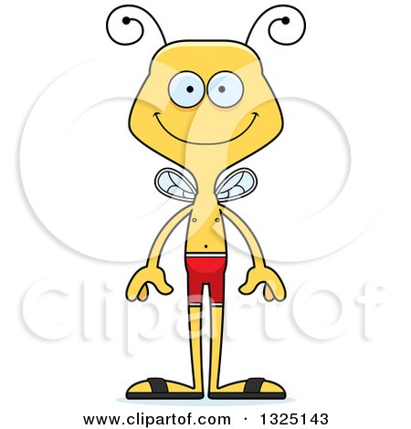 Clipart of a Cartoon Happy Bee Swimmer - Royalty Free Vector Illustration by Cory Thoman