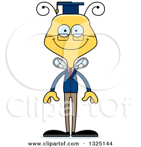 Clipart of a Cartoon Happy Bee Professor - Royalty Free Vector Illustration by Cory Thoman
