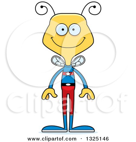 Clipart of a Cartoon Happy Bee Super Hero - Royalty Free Vector Illustration by Cory Thoman