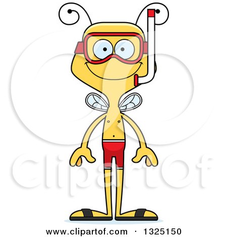 Clipart of a Cartoon Happy Bee in Snorkel Gear - Royalty Free Vector Illustration by Cory Thoman