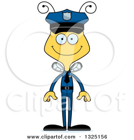 Clipart of a Cartoon Happy Bee Police Officer - Royalty Free Vector Illustration by Cory Thoman
