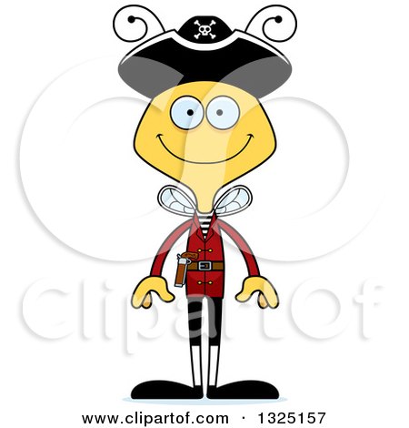 Clipart of a Cartoon Happy Bee Pirate - Royalty Free Vector Illustration by Cory Thoman