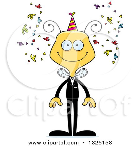 Clipart of a Cartoon Happy New Year Party Bee - Royalty Free Vector Illustration by Cory Thoman