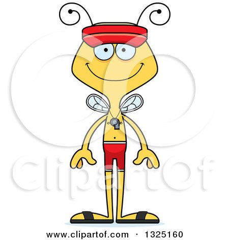 Clipart of a Cartoon Happy Bee Lifeguard - Royalty Free Vector Illustration by Cory Thoman