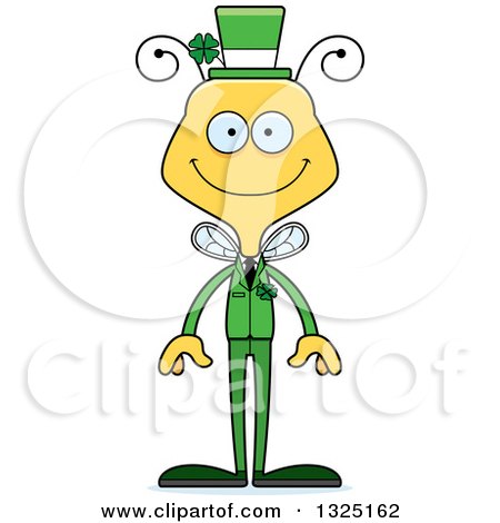 Clipart of a Cartoon Happy Irish St Patricks Day Bee - Royalty Free Vector Illustration by Cory Thoman