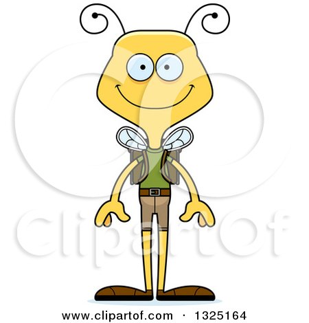 Clipart of a Cartoon Happy Bee Hiker - Royalty Free Vector Illustration by Cory Thoman