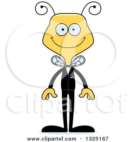Clipart of a Cartoon Happy Bee Wedding Groom - Royalty Free Vector Illustration by Cory Thoman