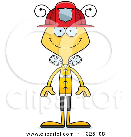 Clipart of a Cartoon Happy Bee Firefighter - Royalty Free Vector Illustration by Cory Thoman