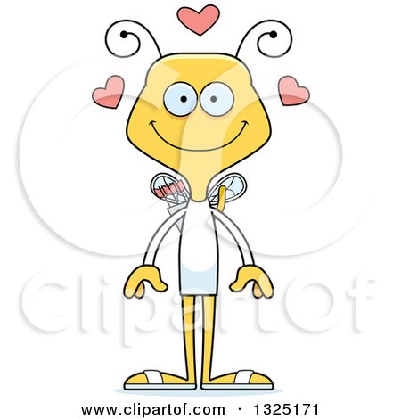 Clipart of a Cartoon Happy Valentines Day Cupid Bee - Royalty Free Vector Illustration by Cory Thoman
