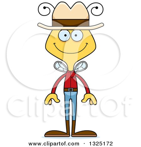 Clipart of a Cartoon Happy Bee Cowboy - Royalty Free Vector Illustration by Cory Thoman