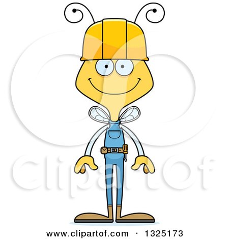Clipart of a Cartoon Happy Bee Construction Worker - Royalty Free Vector Illustration by Cory Thoman