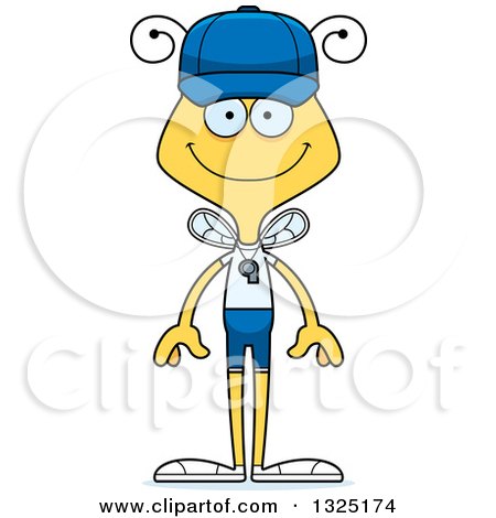Clipart of a Cartoon Happy Bee Sports Coach - Royalty Free Vector Illustration by Cory Thoman